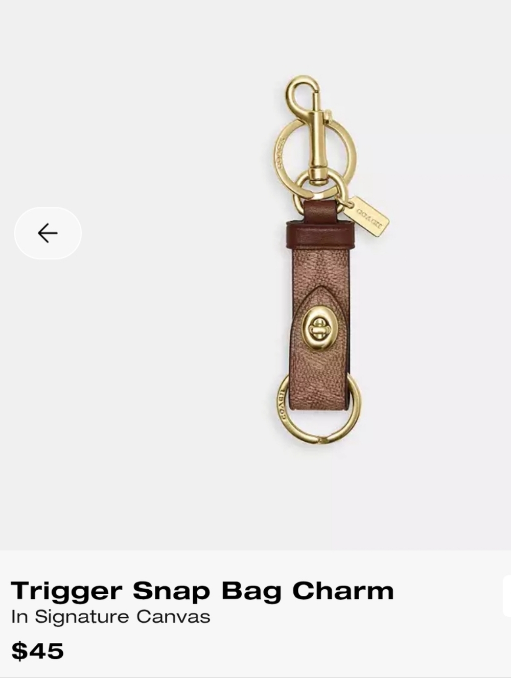 NWT Coach Trigger Snap Bag Charm / Keychain In Chalk Leather Silver Hardware - Picture 11 of 11